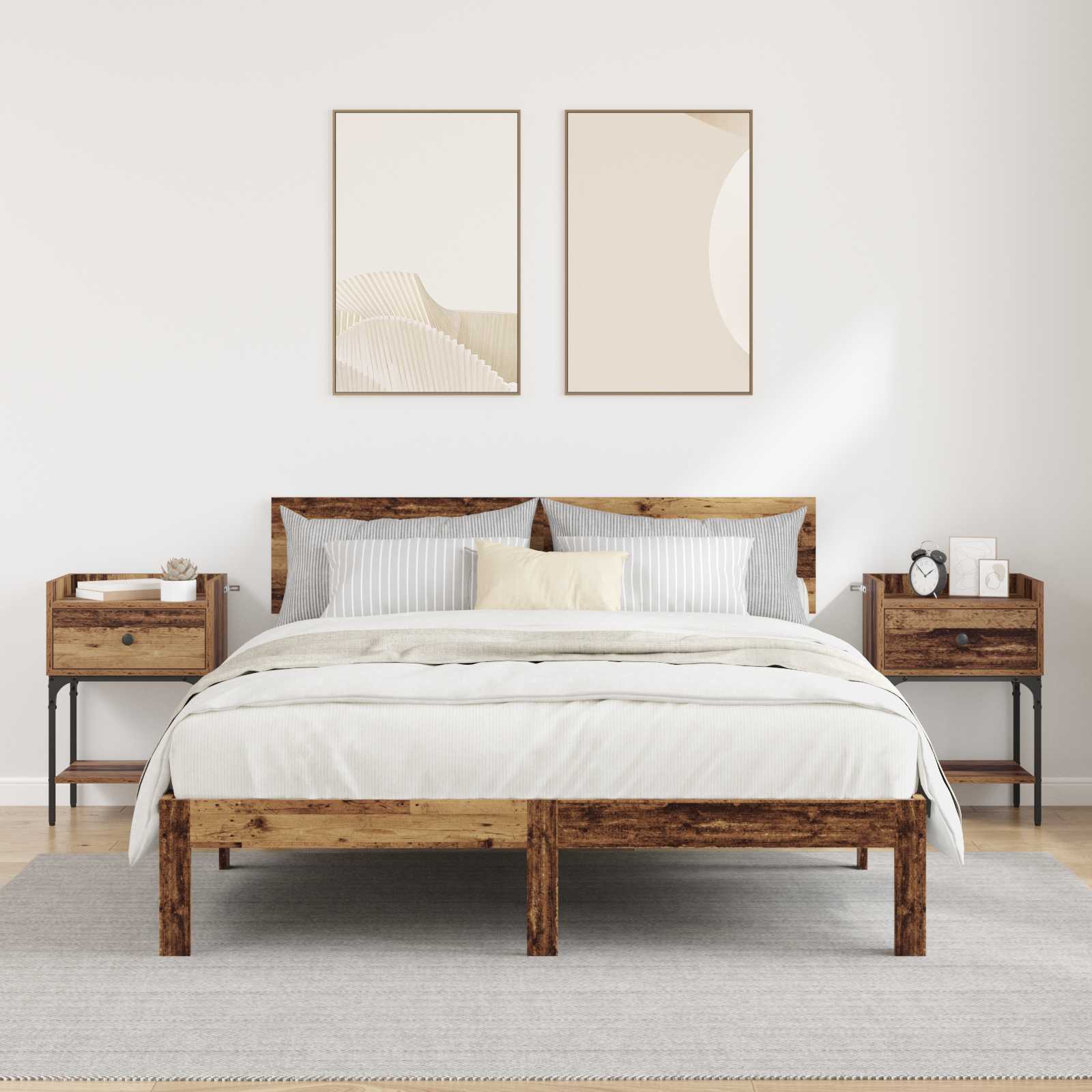 vidaXL Bedside Table 2 pcs Old Wood 40 x 29 x 60 cm Engineered Wood 4