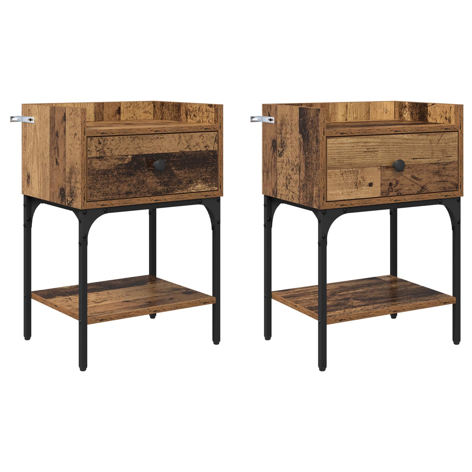 vidaXL Bedside Table 2 pcs Old Wood 40 x 29 x 60 cm Engineered Wood 2