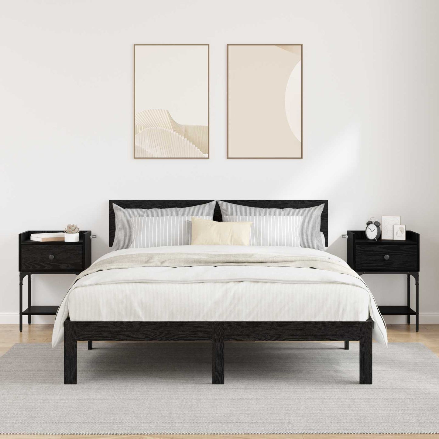 vidaXL Bedside Table 2 pcs Black Oak 40 x 29 x 60 cm Engineered Wood 4