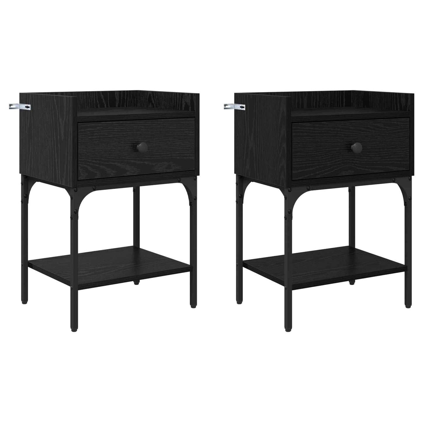 vidaXL Bedside Table 2 pcs Black Oak 40 x 29 x 60 cm Engineered Wood 2