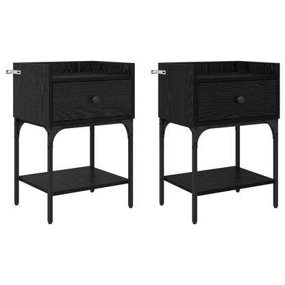 vidaXL Bedside Table 2 pcs Black Oak 40 x 29 x 60 cm Engineered Wood 2
