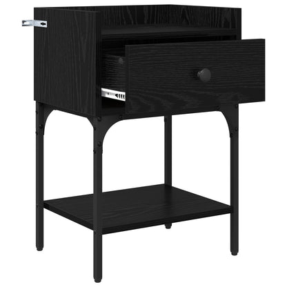 vidaXL Bedside Table 2 pcs Black Oak 40 x 29 x 60 cm Engineered Wood 5