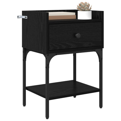 vidaXL Bedside Table 2 pcs Black Oak 40 x 29 x 60 cm Engineered Wood 3