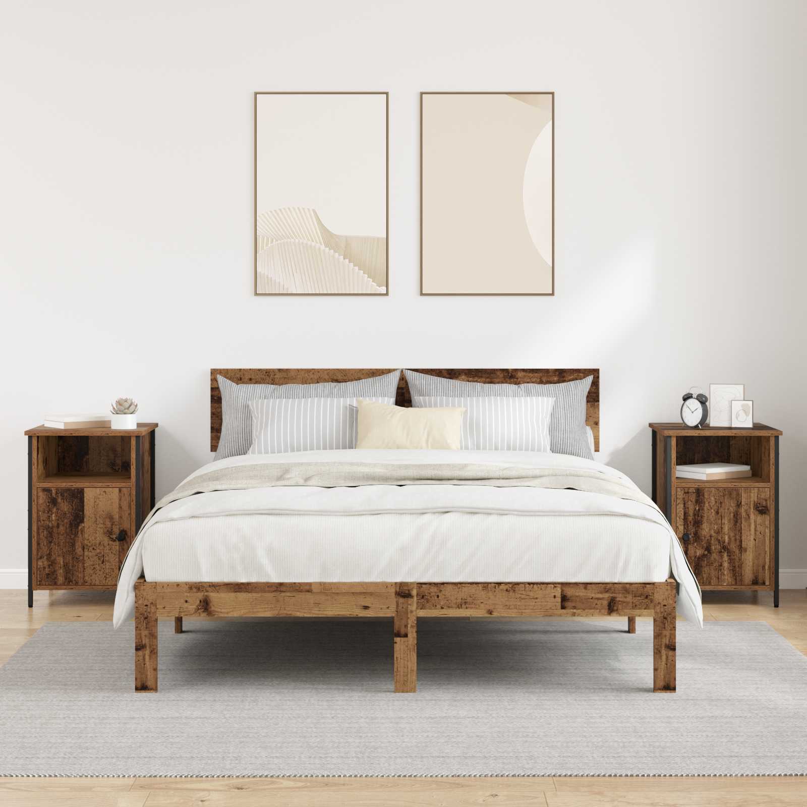 vidaXL Bedside Cabinet 2 pcs Old Wood 40 x 42 x 60 cm Engineered Wood 4