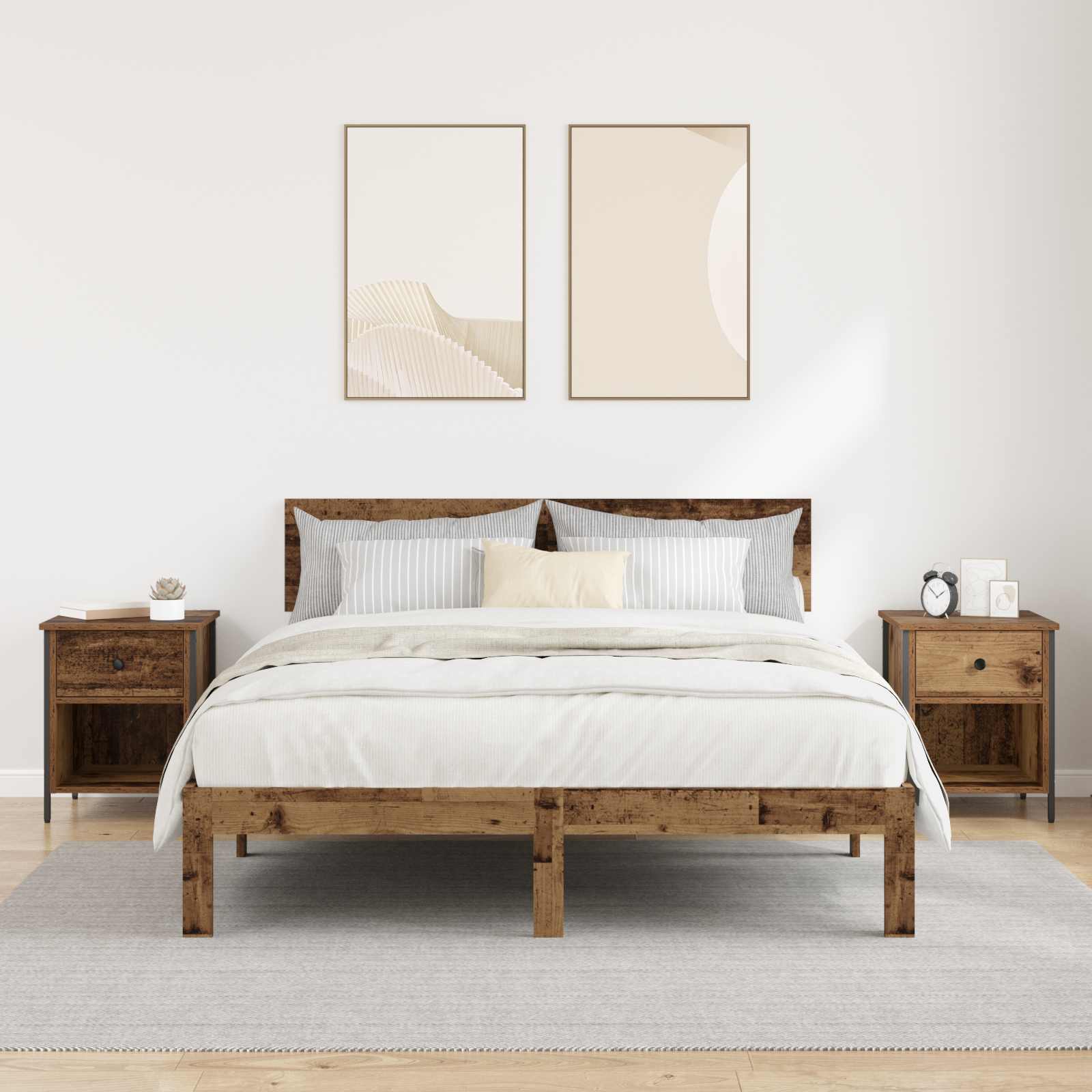 vidaXL Bedside Cabinet 2 pcs Old Wood 40 x 42 x 50 cm Engineered Wood 4