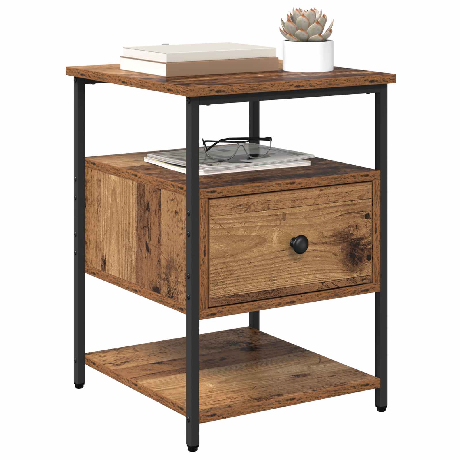 vidaXL Bedside Cabinet 2 pcs Old Wood 40 x 42 x 56 cm Engineered Wood 3
