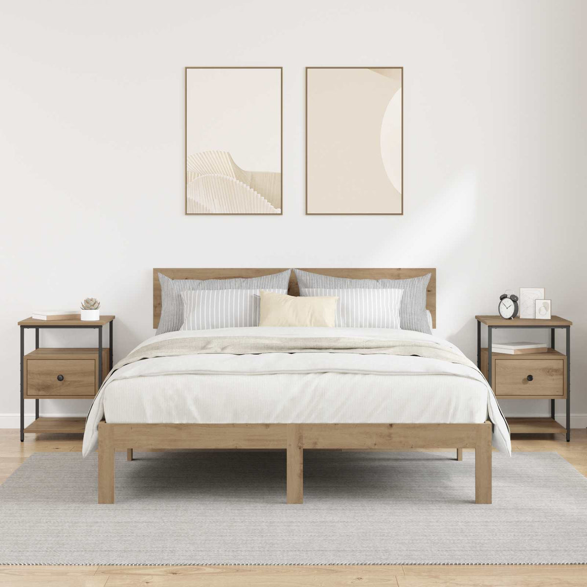 vidaXL Bedside Cabinet 2 pcs Artisan Oak 40 x 42 x 56 cm 4