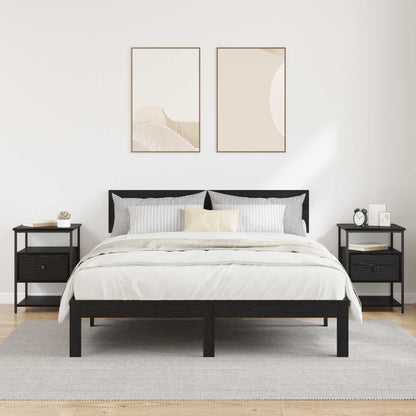 vidaXL Bedside Cabinet 2 pcs Black Oak 40 x 42 x 56 cm Engineered Wood 4
