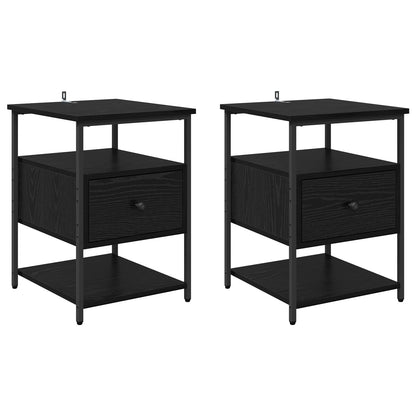 vidaXL Bedside Cabinet 2 pcs Black Oak 40 x 42 x 56 cm Engineered Wood 2