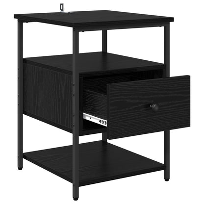 vidaXL Bedside Cabinet 2 pcs Black Oak 40 x 42 x 56 cm Engineered Wood 5