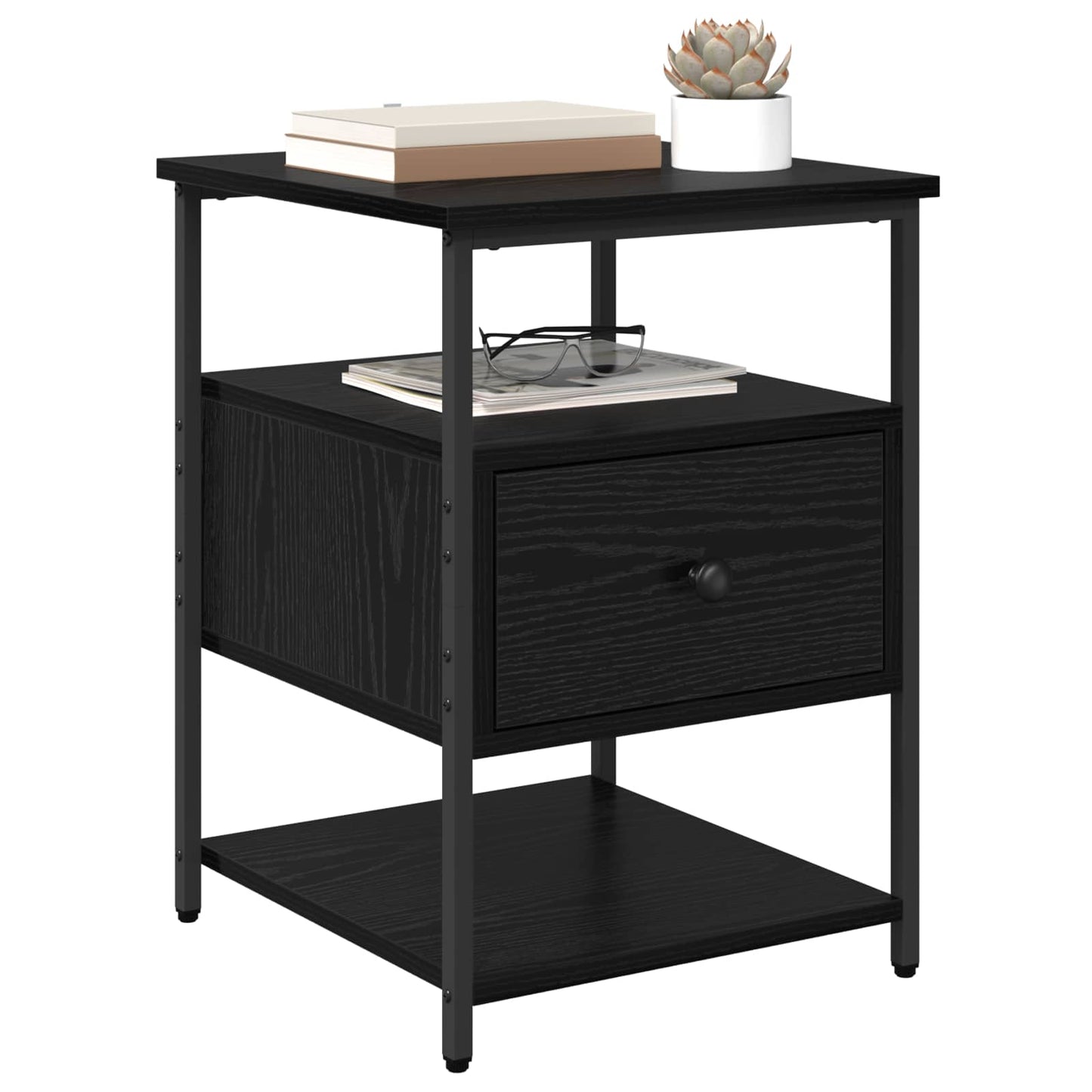 vidaXL Bedside Cabinet 2 pcs Black Oak 40 x 42 x 56 cm Engineered Wood 3