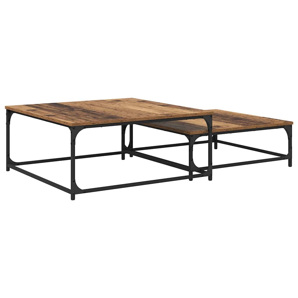 vidaXL Coffee Table 2 pcs Old Wood 80 x 80 x 35 cm Engineered Wood 2
