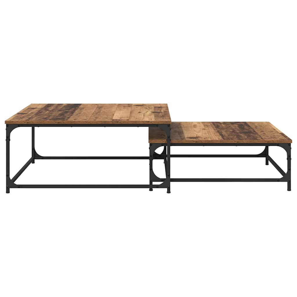 vidaXL Coffee Table 2 pcs Old Wood 80 x 80 x 35 cm Engineered Wood 5