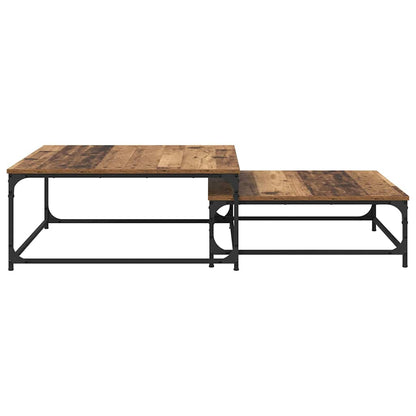 vidaXL Coffee Table 2 pcs Old Wood 80 x 80 x 35 cm Engineered Wood 5