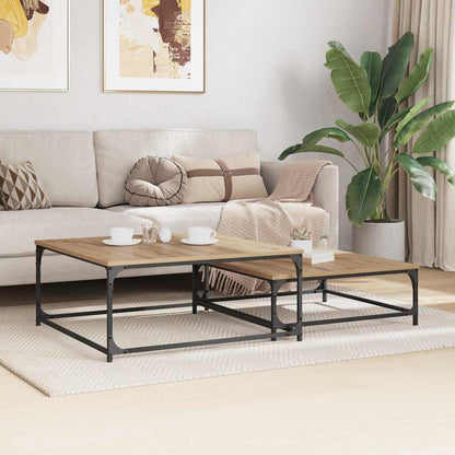 vidaXL Coffee Table 2 pcs Artisan Oak 80 x 80 x 35 cm Engineered Wood 4