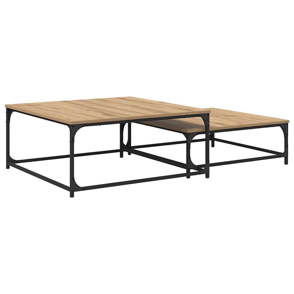vidaXL Coffee Table 2 pcs Artisan Oak 80 x 80 x 35 cm Engineered Wood 2