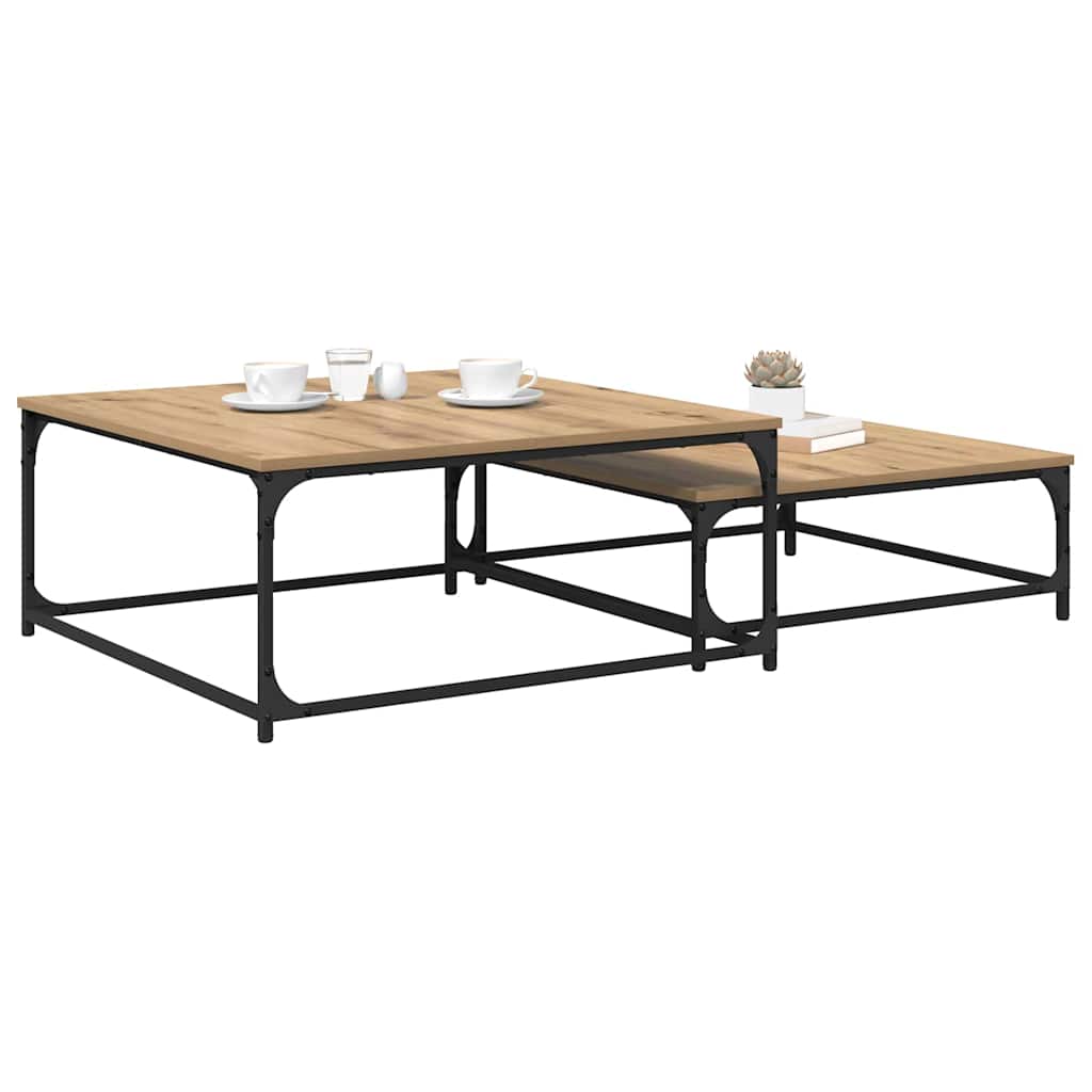 vidaXL Coffee Table 2 pcs Artisan Oak 80 x 80 x 35 cm Engineered Wood 3