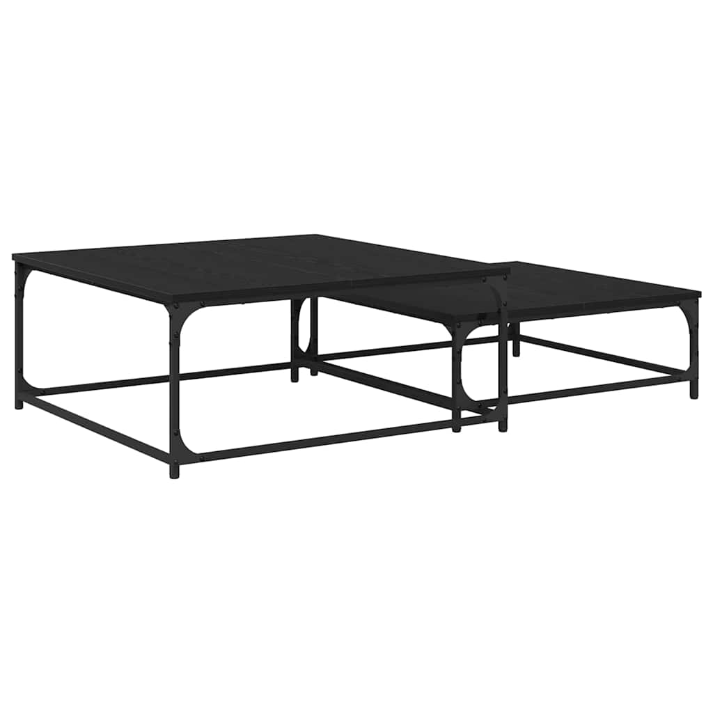 vidaXL Coffee Table 2 pcs Black Oak 80 x 80 x 35 cm Engineered Wood 2
