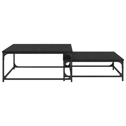 vidaXL Coffee Table 2 pcs Black Oak 80 x 80 x 35 cm Engineered Wood 5