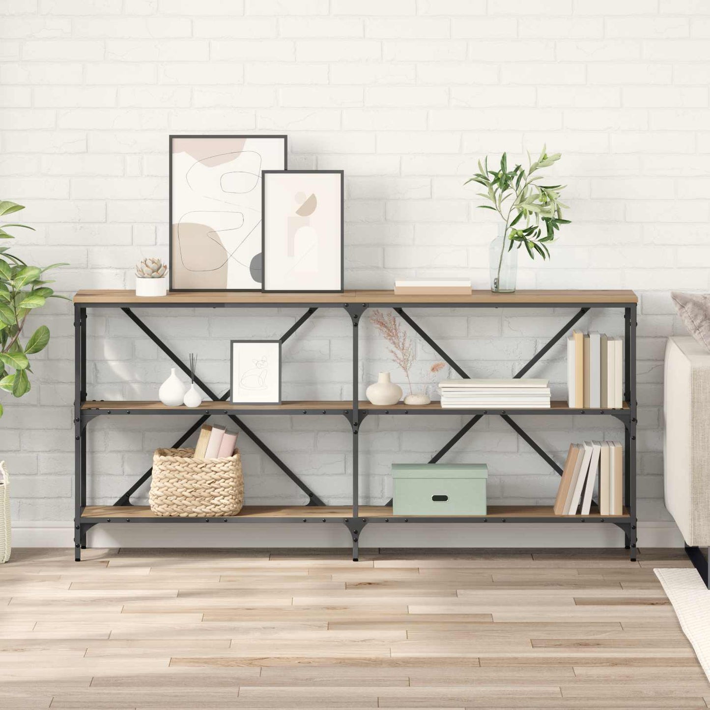 vidaXL Console Table Artisan Oak 160 x 30 x 75 cm Engineered Wood 1
