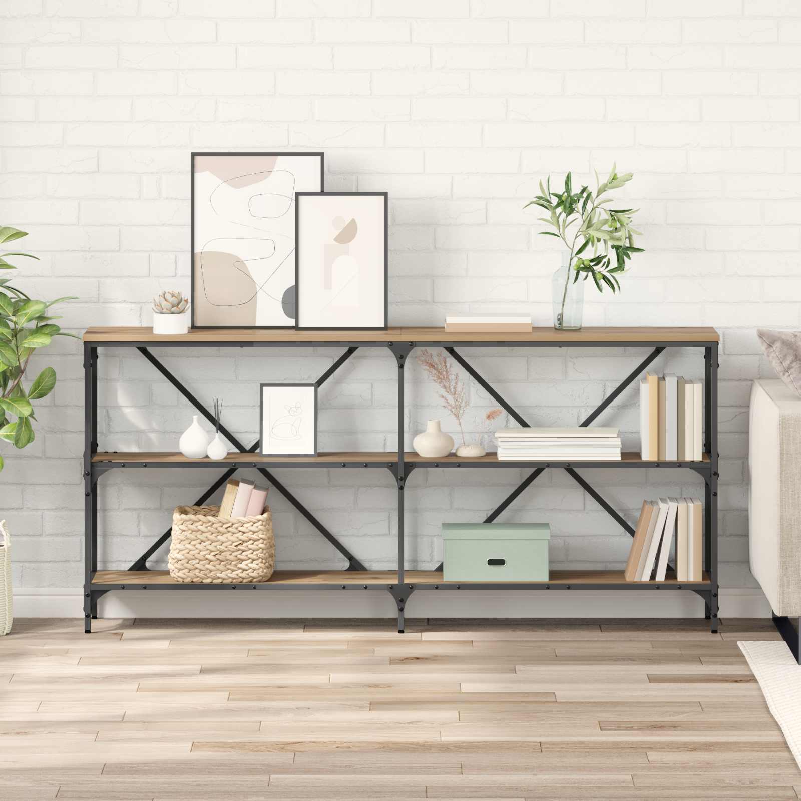 vidaXL Console Table Artisan Oak 160 x 30 x 75 cm Engineered Wood 1