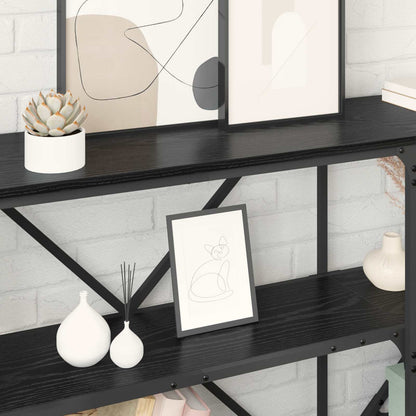 vidaXL Console Table Black Oak 160 x 30 x 75 cm Engineered Wood 4