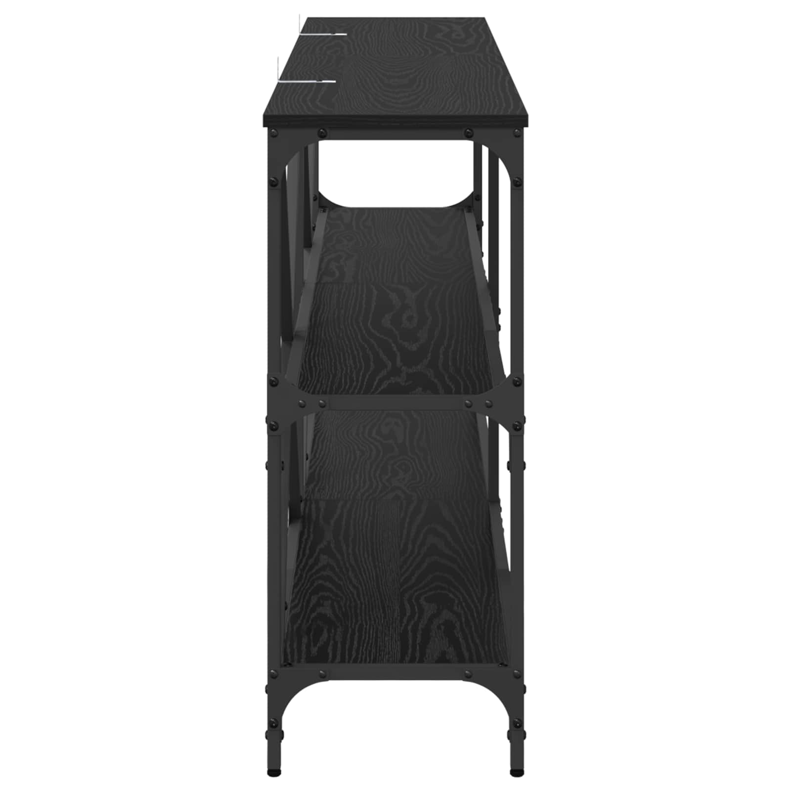vidaXL Console Table Black Oak 160 x 30 x 75 cm Engineered Wood 6