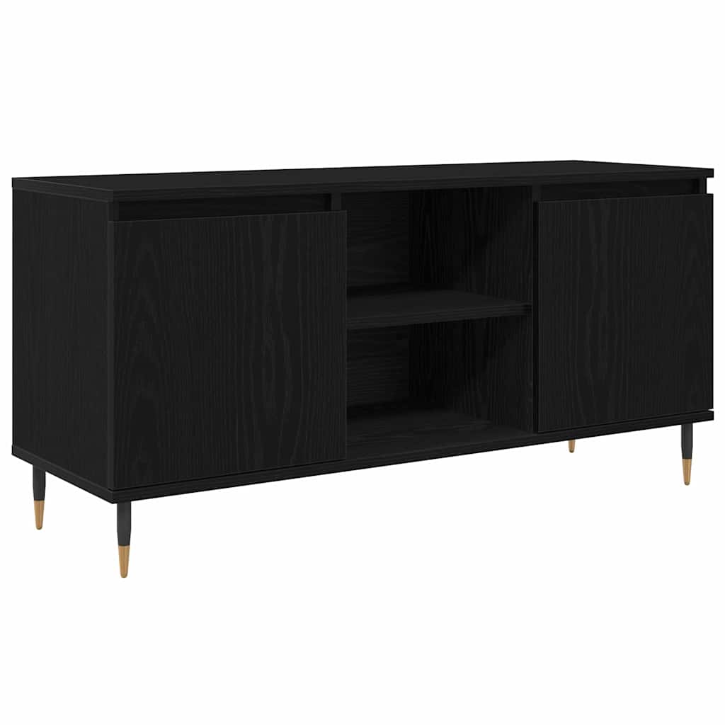 vidaXL TV Cabinet 104 x 35 x 50 cm Black Oak Engineered Wood 2