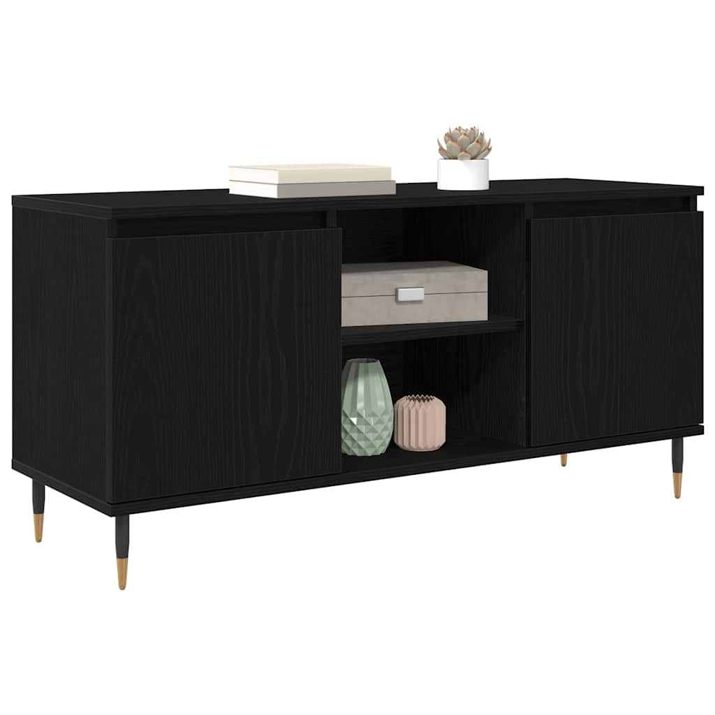 vidaXL TV Cabinet 104 x 35 x 50 cm Black Oak Engineered Wood 3