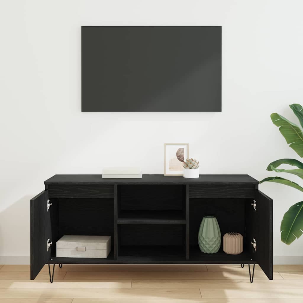 vidaXL TV Cabinet 104 x 35 x 50 cm Black Oak Engineered Wood 4
