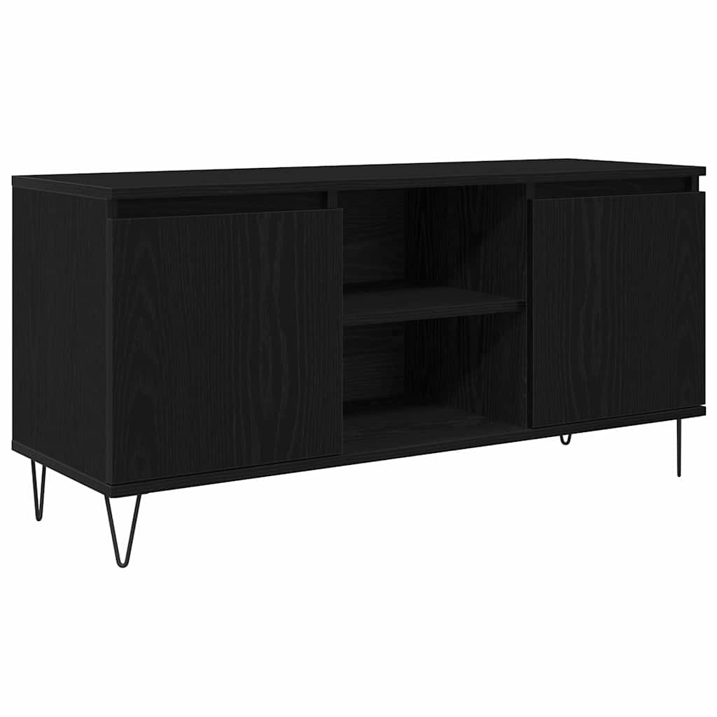 vidaXL TV Cabinet 104 x 35 x 50 cm Black Oak Engineered Wood 2