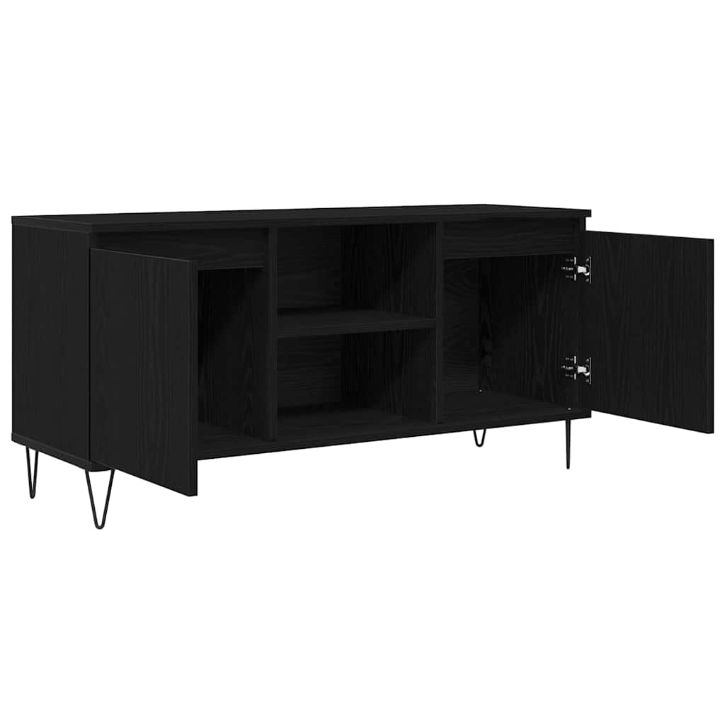vidaXL TV Cabinet 104 x 35 x 50 cm Black Oak Engineered Wood 5