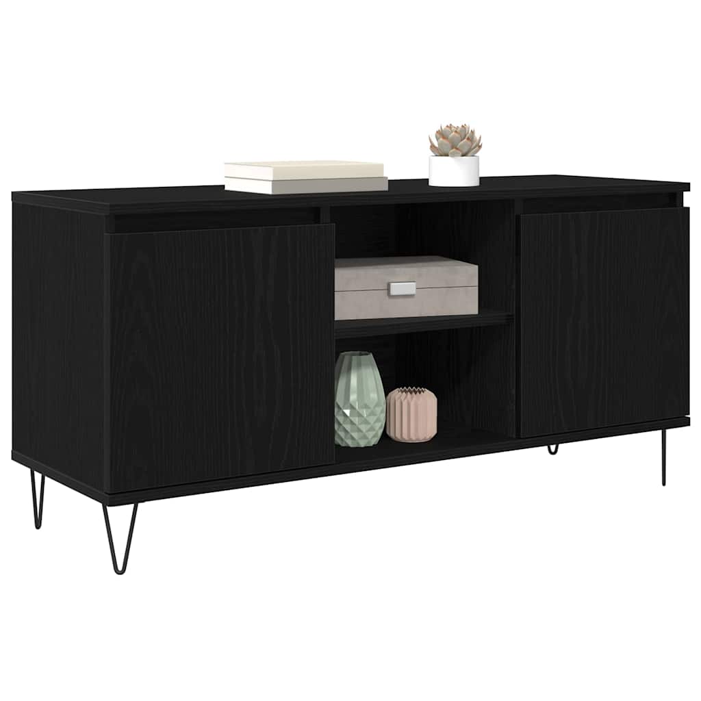 vidaXL TV Cabinet 104 x 35 x 50 cm Black Oak Engineered Wood 3