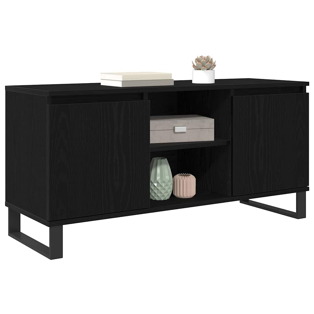 vidaXL TV Cabinet 104 x 35 x 50 cm Black Oak Engineered Wood 3