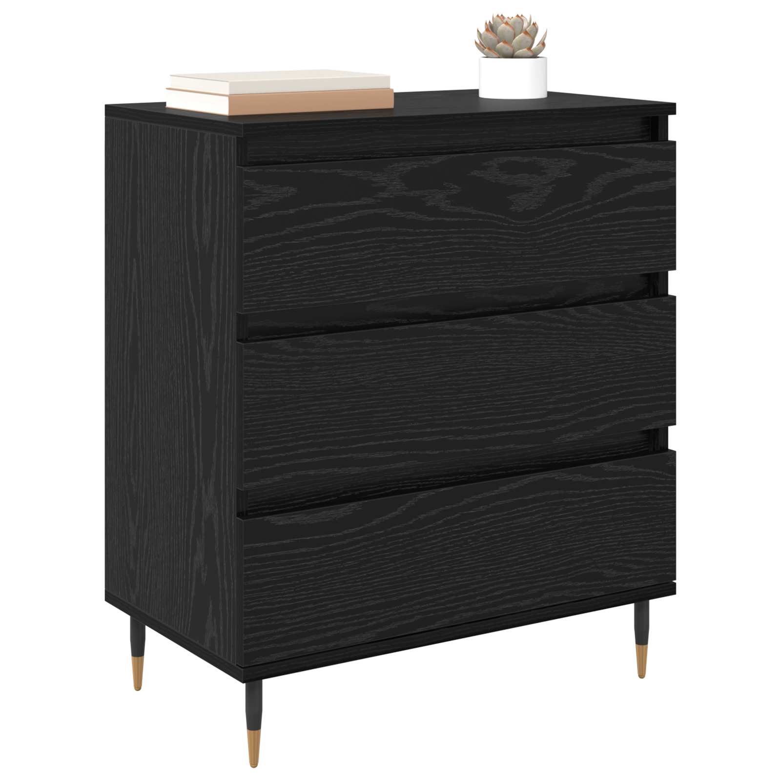 vidaXL Sideboard Black Oak 60 x 35 x 70 cm Engineered Wood 3