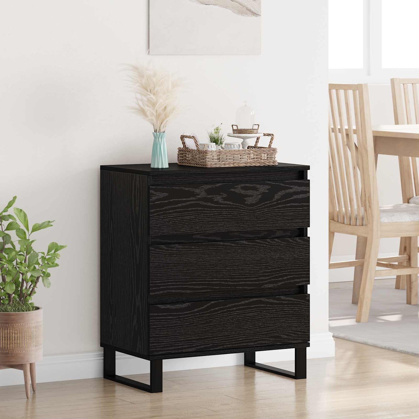 vidaXL Sideboard Black Oak 60 x 35 x 70 cm Engineered Wood 1