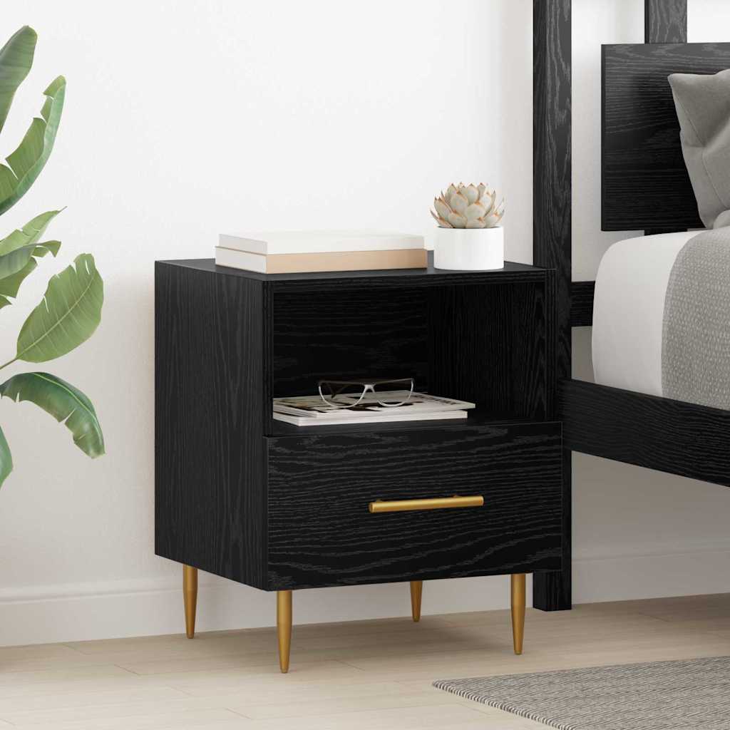 vidaXL Bedside Table 2 pcs Black 40 x 35 x 47.5 cm Engineered Wood 1