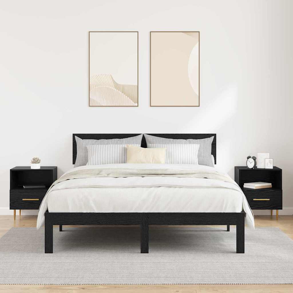 vidaXL Bedside Table 2 pcs Black 40 x 35 x 47.5 cm Engineered Wood 4