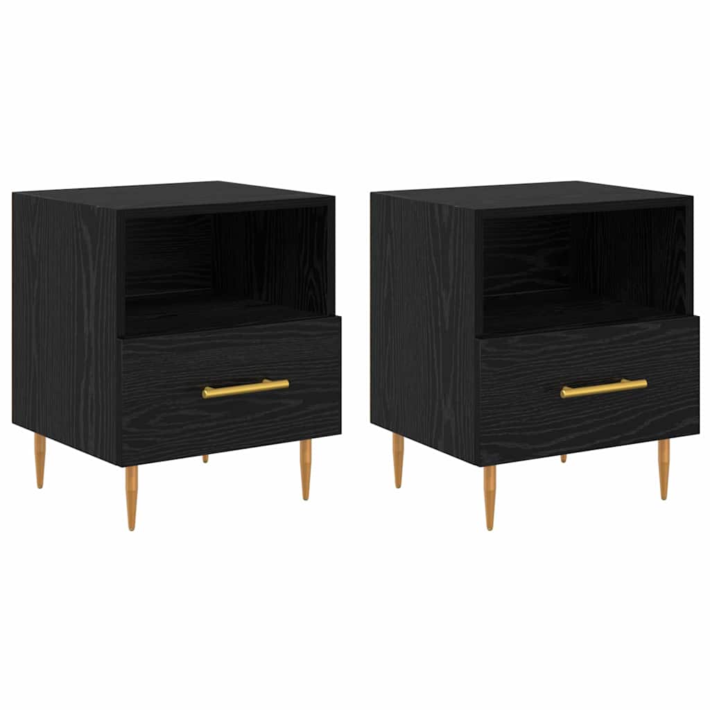 vidaXL Bedside Table 2 pcs Black 40 x 35 x 47.5 cm Engineered Wood 2