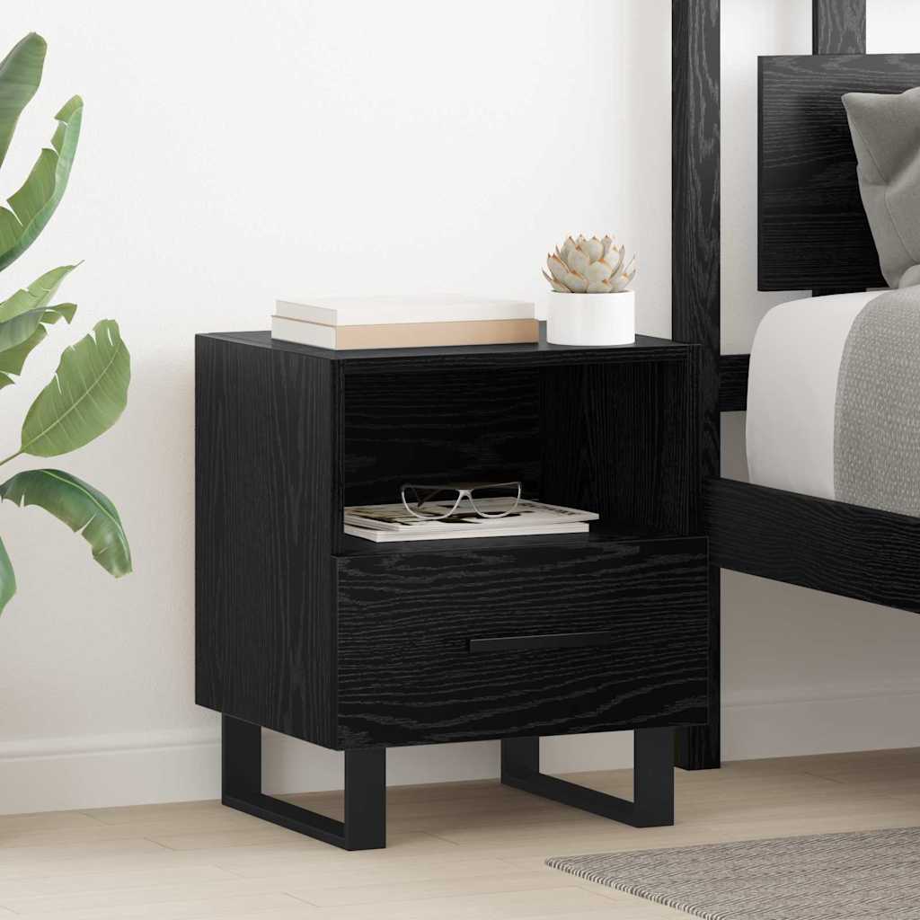 vidaXL Bedside Cabinet 2 pcs Black Oak 40 x 35 x 47.5 cm 1