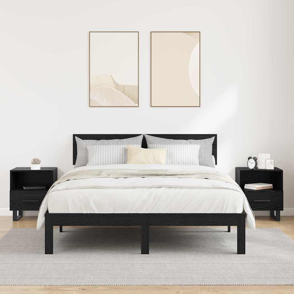 vidaXL Bedside Cabinet 2 pcs Black Oak 40 x 35 x 47.5 cm 4