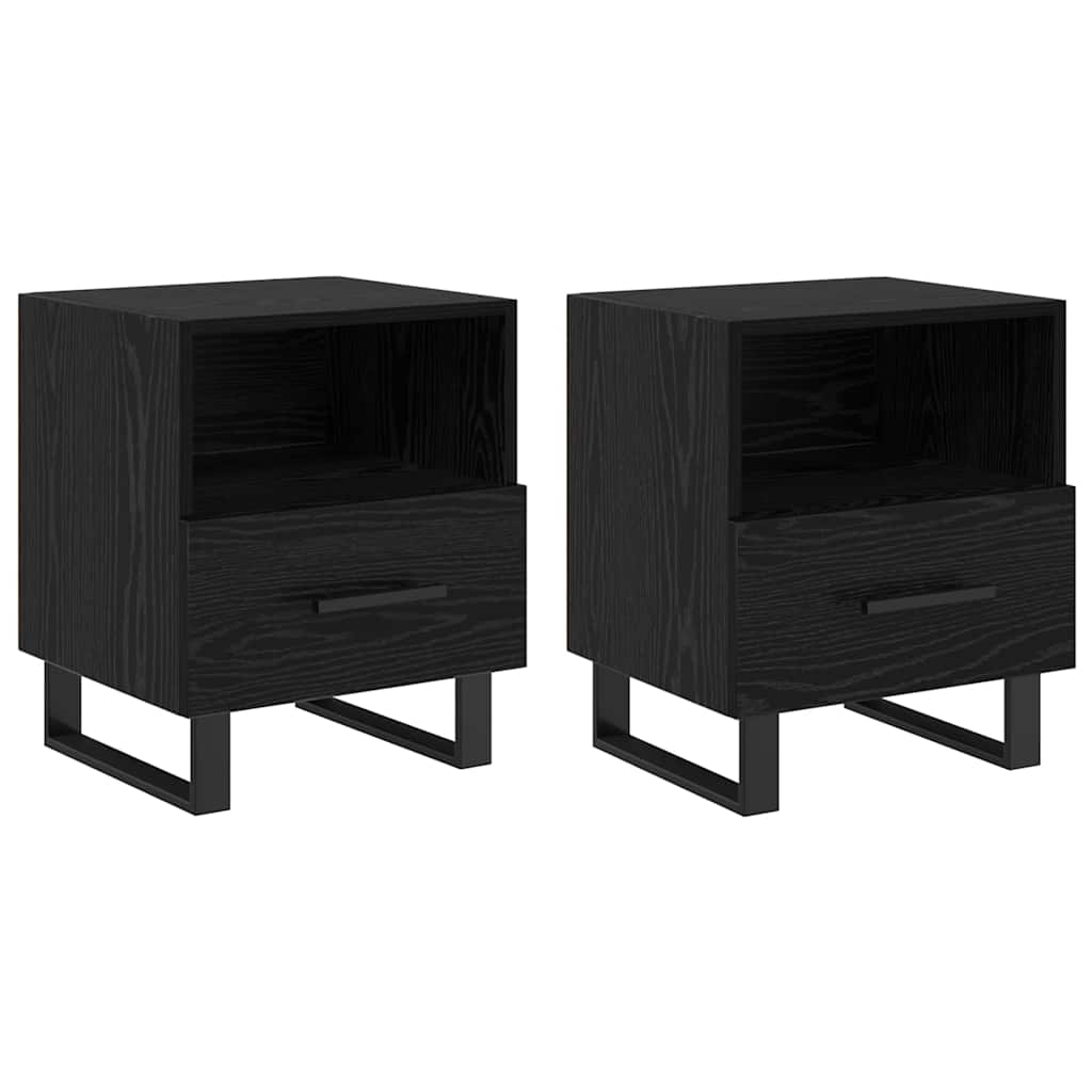 vidaXL Bedside Cabinet 2 pcs Black Oak 40 x 35 x 47.5 cm 2