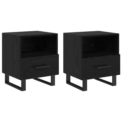 vidaXL Bedside Cabinet 2 pcs Black Oak 40 x 35 x 47.5 cm 2
