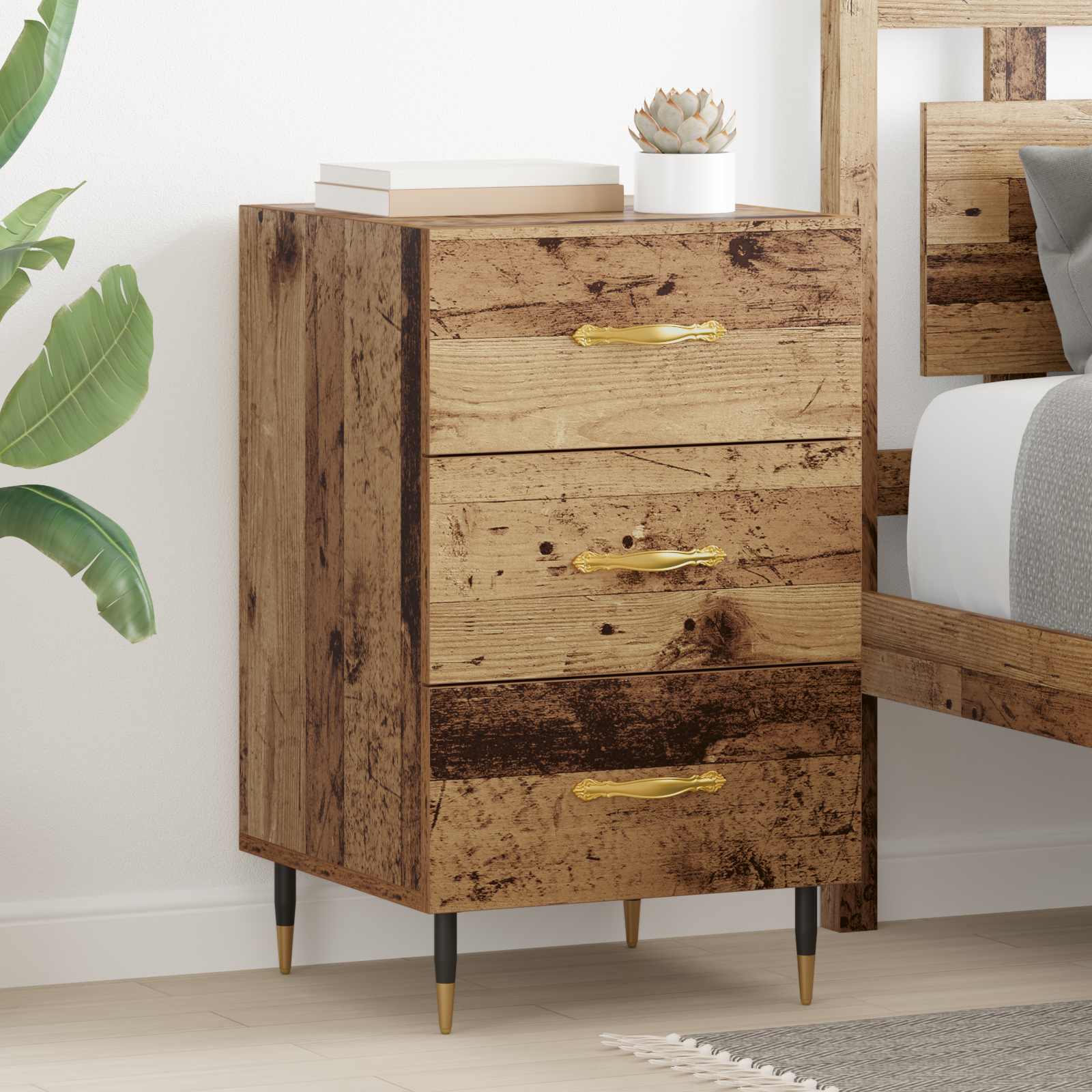 vidaXL Bedside Cabinet Old Wood 40 x 40 x 66 cm Engineered Wood 1