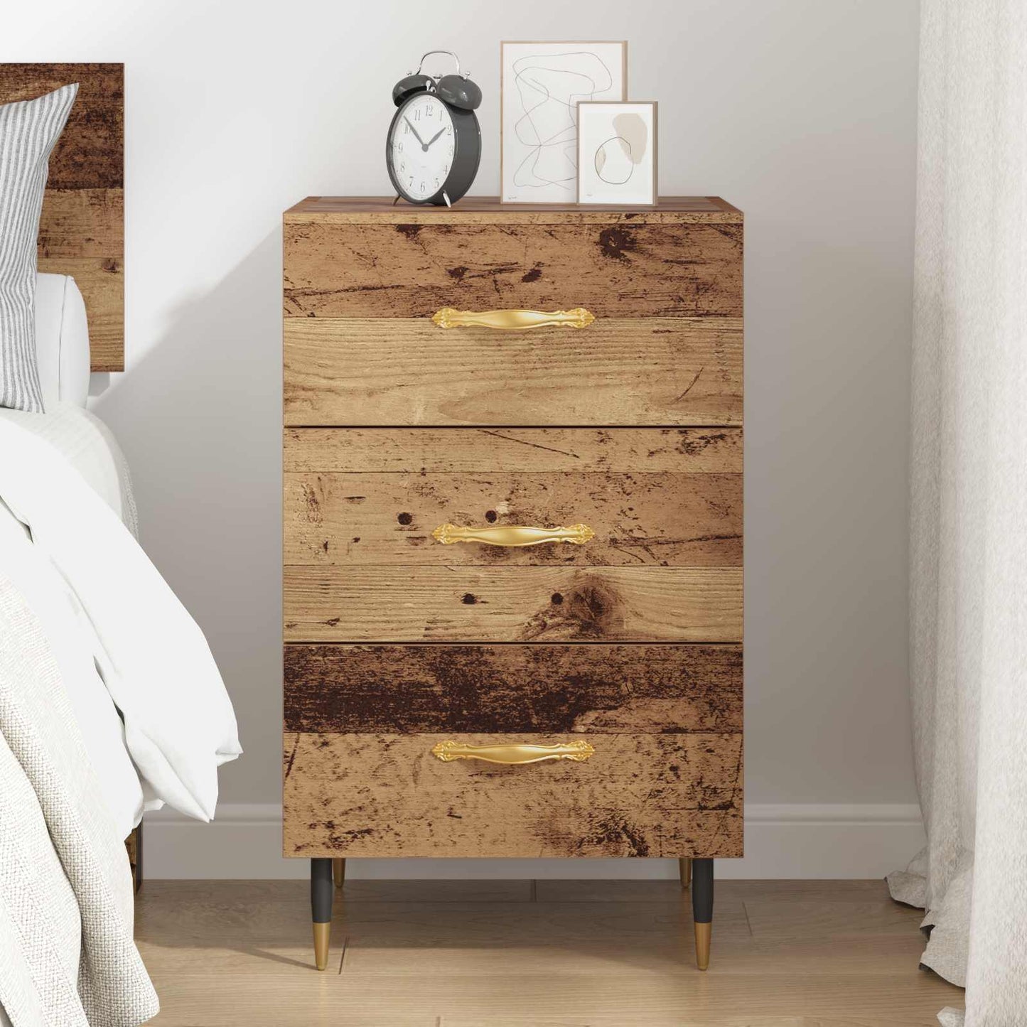 vidaXL Bedside Cabinet Old Wood 40 x 40 x 66 cm Engineered Wood 4