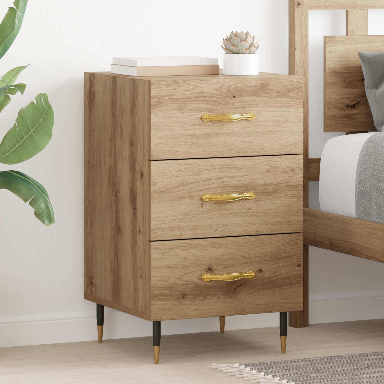 vidaXL Bedside Cabinet Artisan Oak 40 x 40 x 66 cm Engineered Wood 1