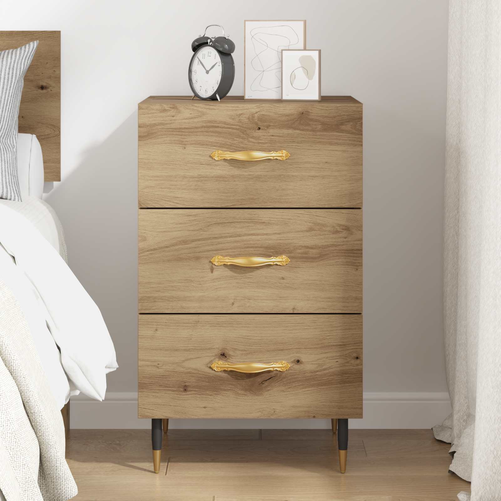 vidaXL Bedside Cabinet Artisan Oak 40 x 40 x 66 cm Engineered Wood 4