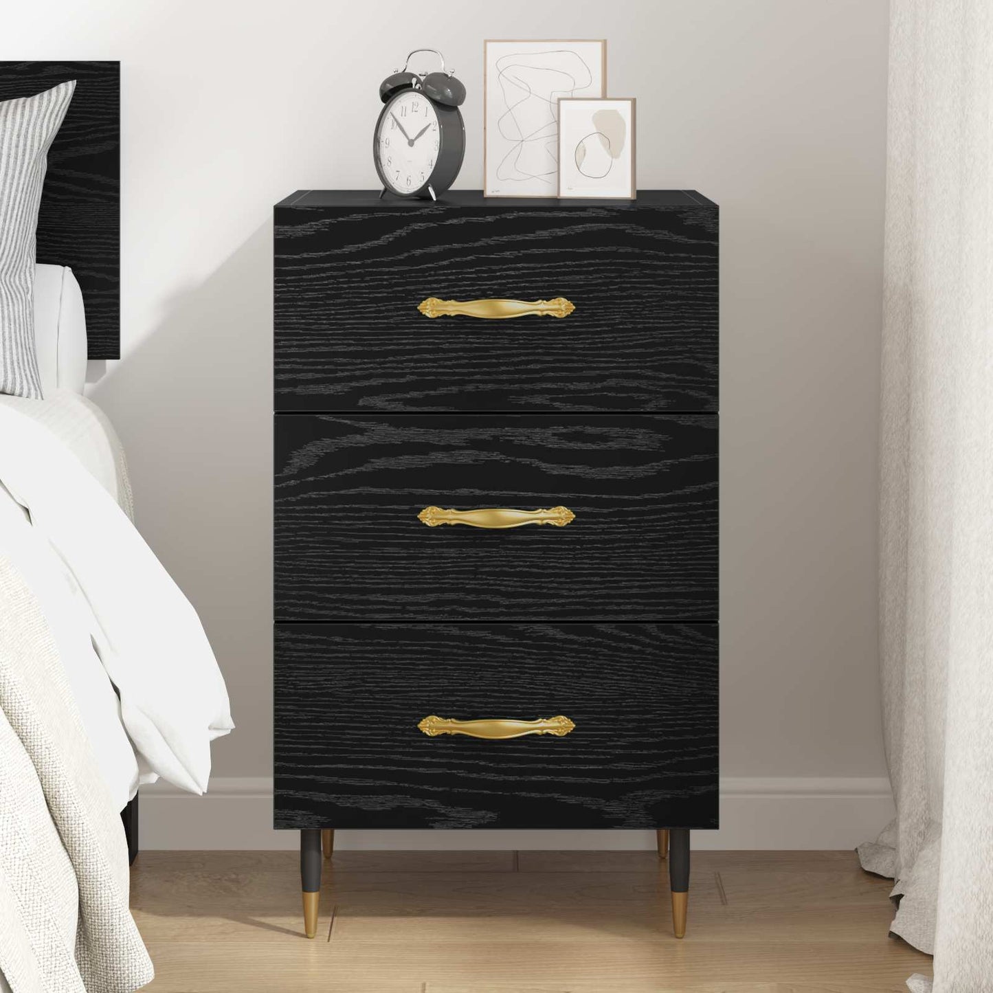 vidaXL Bedside Cabinet Black Oak 40 x 40 x 66 cm Engineered Wood 4