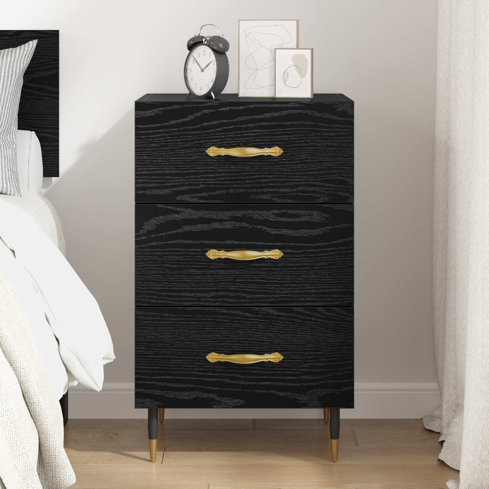 vidaXL Bedside Cabinet Black Oak 40 x 40 x 66 cm Engineered Wood 4
