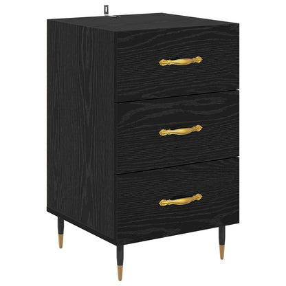vidaXL Bedside Cabinet Black Oak 40 x 40 x 66 cm Engineered Wood 2